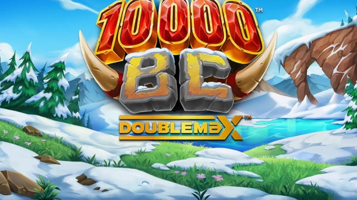 Interface do jogo 10000 BC DoubleMax com tema da era glacial